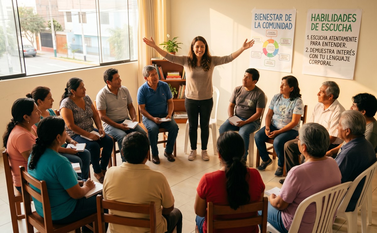 Comunidad participando en taller de salud mental de Human Perú